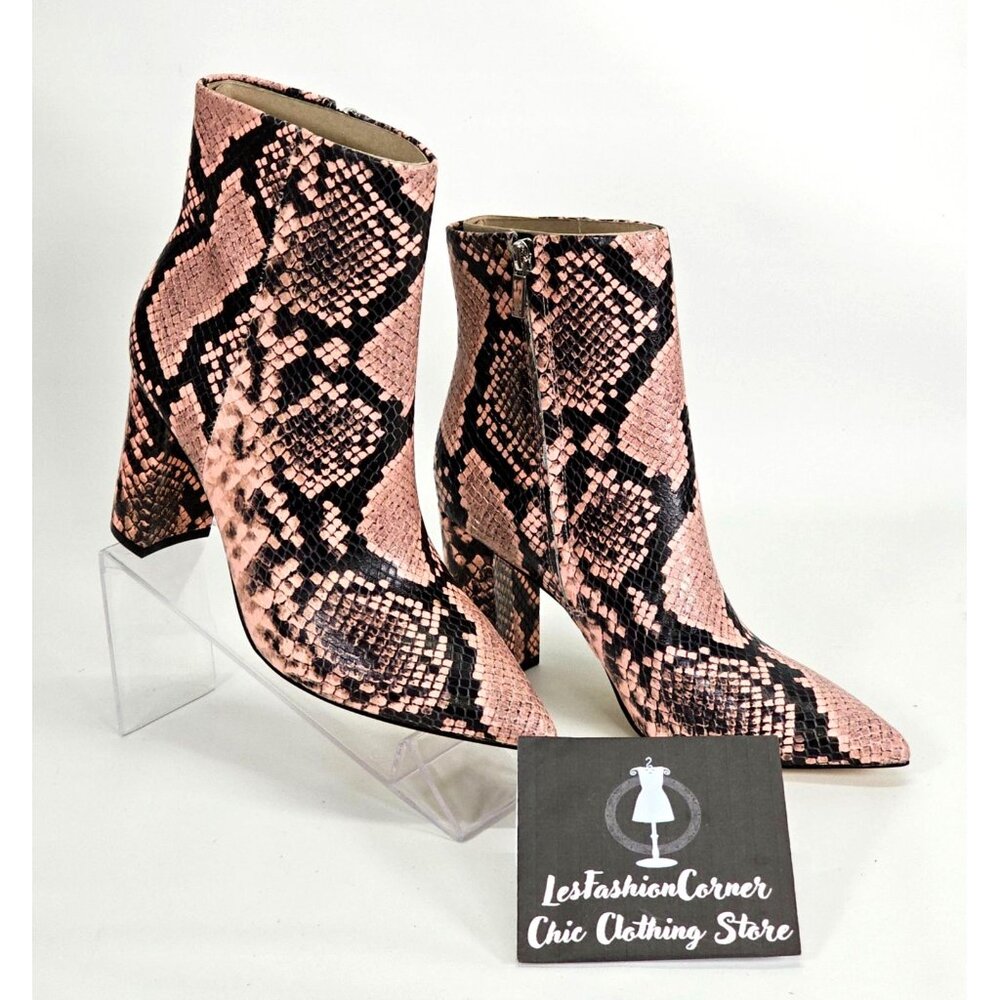 NWOB Marc Fisher Women's Leather Snake Print Pointed Toe Block Booties Sz 7 1784 - Picture 6 of 15